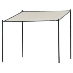 Outsunny 10' X 9.5' X 9.5' Outdoor Wall Patio Gazebo Canopy With PVC Coated Polyester Roof, Steel Frame, & Spacious Build, Beige -Outsunny IXEcc217e6831cba5