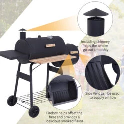 Outsunny 48" Charcoal BBQ Grill And Smoker Combo With Wheels Steel Portable Backyard BBQ Grill -Outsunny Iaub1017fce8dfe8a