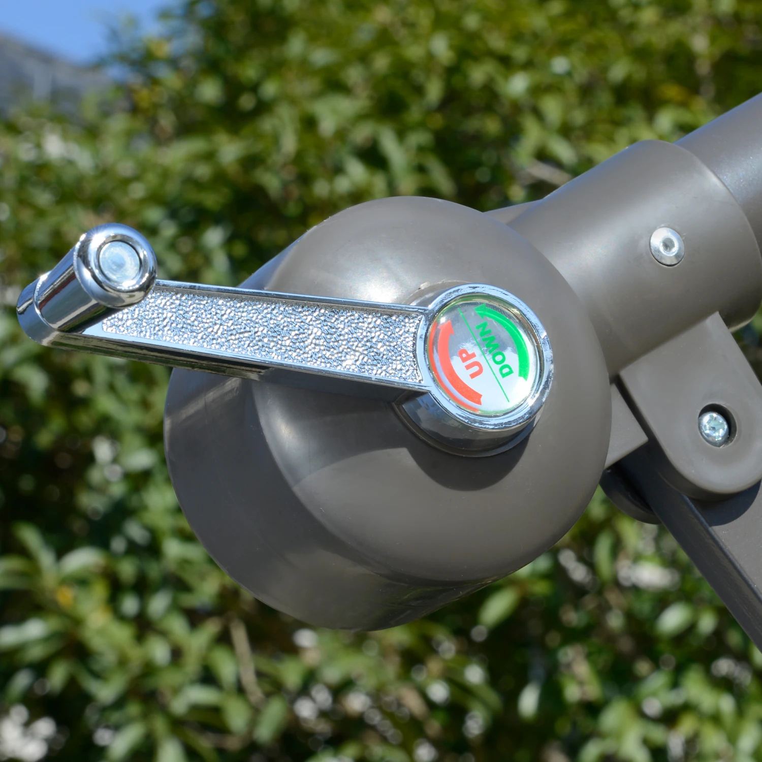 Outsunny 9' Offset Patio Umbrella With Base, Steel Hanging Cantilever Umbrella, 2-Tier Easy Tilt Polyester Shade, 8 Ribs, Crank, Cross Base, Beige 10 Outsunny 9' Offset Patio Umbrella With Base, Steel Hanging Cantilever Umbrella, 2-Tier Easy Tilt Polyester Shade, 8 Ribs, Crank, Cross Base, Beige - Image 10