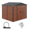 Outsunny 8' X 7' Outdoor Storage Shed, Galvanized Steel Metal Garden Shed With Double Sliding Lockable Door, Floor Frame, Vents, Waterproof Tool Shed For Backyard, Lawn, Patio, Teak