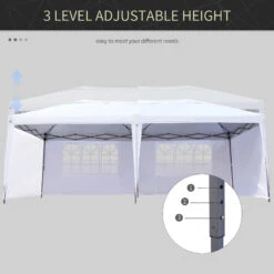 Outsunny 10' X 20' Pop Up Canopy Tent With 4 Sidewalls, Heavy Duty Tents For Parties, Outdoor Instant Gazebo With Carry Bag, For Outdoor, Garden, Patio, White 17 Outsunny 10' X 20' Pop Up Canopy Tent With 4 Sidewalls, Heavy Duty Tents For Parties, Outdoor Instant Gazebo With Carry Bag, For Outdoor, Garden, Patio, White -Outsunny Iqya0917f4e3bf909
