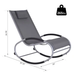 Outsunny Zero Gravity Rocking Lounge Sling Reclining Chair With Padded Headrest - Grey -Outsunny Ite94517e717e2d84