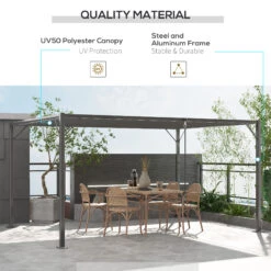 Outsunny 13' X 10' Outdoor Louvered Pergola Patio Aluminum Gazebo With Adjustable Roof, Grey -Outsunny IvJ88c17fae7c4a32