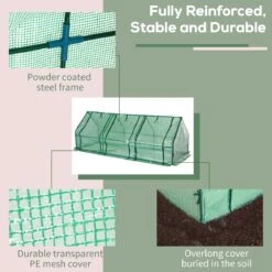 Outsunny 9' L X 3' W X 3' H Portable Tunnel Greenhouse Outdoor Garden Mini Hot House With Zipper Doors & Water/UV Cover -Outsunny J2m3e017e69c4abda