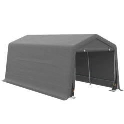 Outsunny 10' X 20' Carport Portable Garage, Heavy Duty Storage Tent, Patio Storage Shelter W/ Anti-UV PE Cover And Double Zipper Doors, For Motorcycle Bike Garden Tools