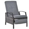 Outsunny Rattan Adjustable Recliner Chair With Hand-Woven All-Weather Wicker For Patio, Outdoor, Garden, Poolside, Grey