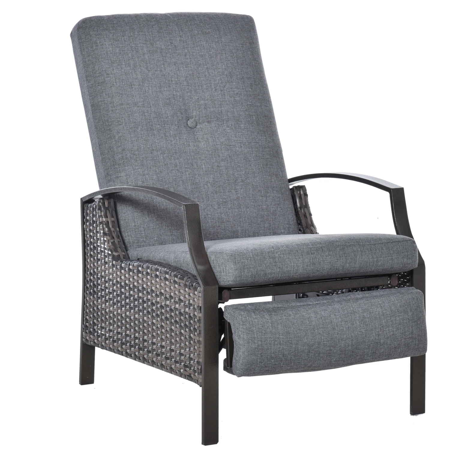 Outsunny Rattan Adjustable Recliner Chair With Hand-Woven All-Weather Wicker For Patio, Outdoor, Garden, Poolside, Grey 1 Outsunny Rattan Adjustable Recliner Chair With Hand-Woven All-Weather Wicker For Patio, Outdoor, Garden, Poolside, Grey
