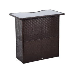 Outsunny 5 Pcs Rattan Wicker Bar Set With Glass Top Table And 2 Tier Storage Shelf, 1 Table And 4 Bar Stools For Outdoor, Patio, Garden, Poolside -Outsunny JBtb3917e73b5cfc6