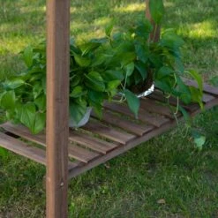 Outsunny Outdoor Potting Bench With Sliding Tabletop, Storage Shelf And Dry Sink, 2-Level Gardening Table, Wooden Workstation For Greenhouse, Garden, Patio, Brown 28 Outsunny Outdoor Potting Bench With Sliding Tabletop, Storage Shelf And Dry Sink, 2-Level Gardening Table, Wooden Workstation For Greenhouse, Garden, Patio, Brown -Outsunny JE537c17e68567d46