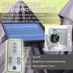 Outsunny 11' X 11' Pop Up Gazebo, Foldable Canopy Tent With Solar LED Light, Remote Control, Zippered Mesh Sidewalls, Easy Height Adjustable And Carrying Bag For Backyard Garden Patio, Beige -Outsunny JFta0917f72b83f22