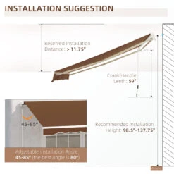 Outsunny 10' X 8' Manual Retractable Sun Shade Patio Awning - Coffee Brown -Outsunny JHcd4d18447f5efe5