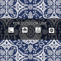 Outsunny Reversible Outdoor Rug Carpet, 9' X 12' Waterproof Plastic Straw Rug, Portable RV Camping Rugs With Carry Bag, Large Floor Mat For Backyard, Deck, Picnic, Beach, Blue & White Floral -Outsunny JRD88c1855b40d539