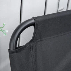 Outsunny Double Folding Camping Chair, Loveseat For 2 Adults, Portable Camping Couch With Wood Armrest & Cupholders, For Backpacking, Beach, Sports Travel, Black -Outsunny JV03d618123778ed8