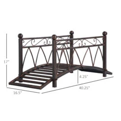 Outsunny 3.3' Classic Garden Bridge Metal Arch Zen Footbridge With Safety Siderails, Decorative Footbridge, Delicate Scrollwork & Corner Spheres For Stream, Fish Pond, Black -Outsunny JV6c1718062da8ed7
