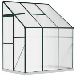 Outsunny 6' X 4' X 7' Hobby Greenhouse, Walk-in Lean-To Polycarbonate Hot House Kit With Aluminum Frame, Sliding Door, Roof Vent, Green 21 Outsunny 6' X 4' X 7' Hobby Greenhouse, Walk-in Lean-To Polycarbonate Hot House Kit With Aluminum Frame, Sliding Door, Roof Vent, Green -Outsunny JdGdaa18037ab10f5