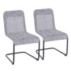 Outsunny Mesh Sling Mesh Fabric Bow Dining Chair Set Of 2 - Grey