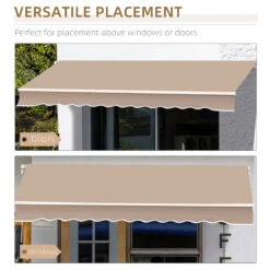 Outsunny 12' X 10' Retractable Awning Patio Awnings Sun Shade Shelter With Manual Crank Handle, 280g/m² UV & Water-Resistant Fabric And Aluminum Frame For Deck, Balcony, Yard, Coffee -Outsunny Jp3b10181a40ad135