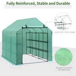 Outsunny Portable Greenhouse Walk In Green House Outdoor Year Around Plant Gardening 8'L X 6'W X 7'H -Outsunny JqD1d617e6c0e96ad