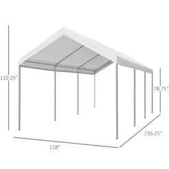 Outsunny 10' X 20' Heavy Duty Outdoor Carport Awning/Canopy With Weather-Fighting Material & Anchor Kit, White -Outsunny JrV33917e6be9f64e