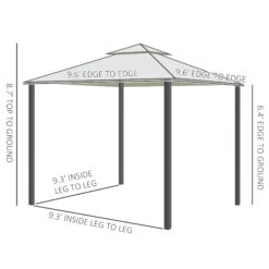 Outsunny 10' X 10' Patio Gazebo Outdoor Canopy Shelter With 2-Tier Roof And Netting, Steel Frame For Garden, Lawn, Backyard And Deck, Cream White 12 Outsunny 10' X 10' Patio Gazebo Outdoor Canopy Shelter With 2-Tier Roof And Netting, Steel Frame For Garden, Lawn, Backyard And Deck, Cream White -Outsunny Ju5c17181ab87d655
