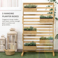 Outsunny Wooden Lattice Trellis With 5 Hanging Planter Boxes, Freestanding Flower Display Stand For Patio, Garden, Balcony, Porch 12 Outsunny Wooden Lattice Trellis With 5 Hanging Planter Boxes, Freestanding Flower Display Stand For Patio, Garden, Balcony, Porch -Outsunny Jxfa09188c3b8e175