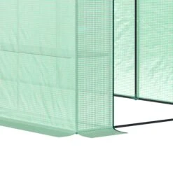 Outsunny 10' X 5' X 7' Lean To Greenhouse, Walk-In Green House, Plant Nursery With 2 Roll-up Doors And Windows, PE Cover And 3 Wire Shelves, Green -Outsunny K42fc917f911d971f