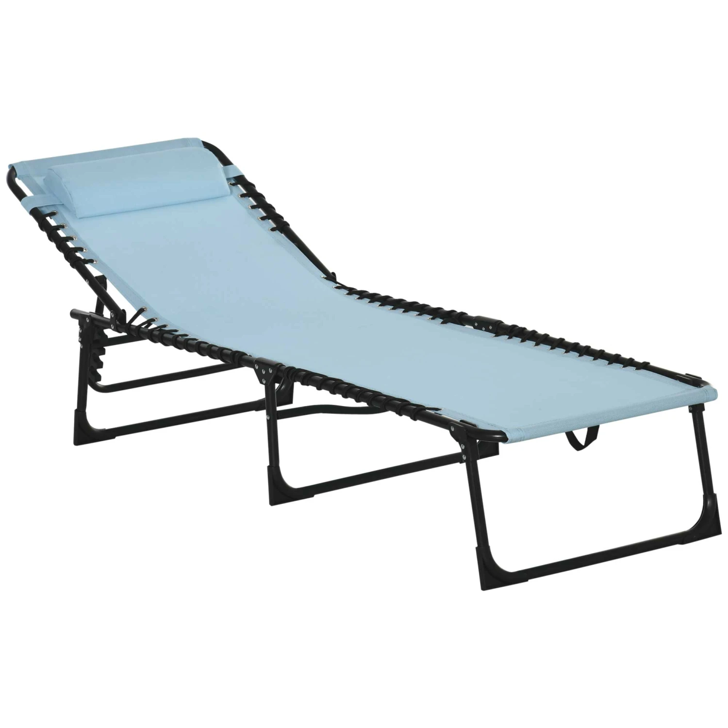 Outsunny Folding Chaise Lounge Pool Chairs, Outdoor Sun Tanning Chairs, Folding, Reclining Back, Steel Frame & Breathable Mesh For Beach, Yard, Patio, Baby Blue 10 Outsunny Folding Chaise Lounge Pool Chairs, Outdoor Sun Tanning Chairs, Folding, Reclining Back, Steel Frame & Breathable Mesh For Beach, Yard, Patio, Baby Blue - Image 10