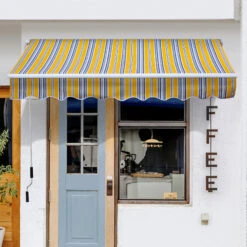 Outsunny 8' X 7' Manual Retractable Sun Shade Patio Awning - Orange, Black And Grey -Outsunny KDk90f1831c122443