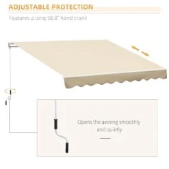 Outsunny 10' X 8' Manual Retractable Awning Sun Shade Shelter For Patio Deck Yard With UV Protection And Easy Crank Opening, Beige -Outsunny KIs1c217e6b32d7e9