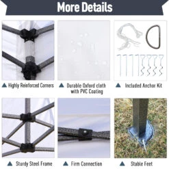 Outsunny 9.7' X 14.5' Folding Gazebo Steel Canopy Party Tent With Pulling Bag - White -Outsunny KKn45f17e6ba0b77c