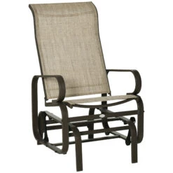 Outsunny Gliding Lounger Chair, Outdoor Swinging Chair With Smooth Rocking Arms And Lightweight Construction For Patio Backyard, Sand