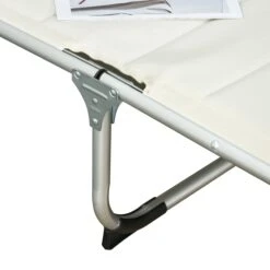 Outsunny Padded Patio Sun Lounge Chair, Foldable Reclining Chaise Lounge With 5 Position Adjustable Backrest & Comfortable Pillow For Outdoor Garden Porch, White -Outsunny KRU8ff17e6b452e0c