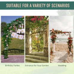 Outsunny 82'' Decorative Metal Garden Trellis Arch With Durable Steel Tubing & Elegant Scrollwork, Perfect For Weddings -Outsunny KU6b1017f7d5464a3