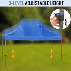 Outsunny 9.7' X 14.5' Folding Gazebo Steel Canopy Party Tent With Carry Bag - Blue 16 Outsunny 9.7' X 14.5' Folding Gazebo Steel Canopy Party Tent With Carry Bag - Blue -Outsunny Kdma0917f67806cf8