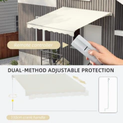 Outsunny 10' X 8' Electric Awning, Retractable Awning, UV Protection Sun Shade Shelter With Remote Controller And Manual Crank Handle For Deck, Balcony, Yard, Cream -Outsunny KfX88c1865f2d1571