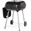 Outsunny 22" Charcoal Barbecue Grill With Portable Wheel, Side Tray And Lower Shelf For Outdoor BBQ For Garden, Backyard, Poolside