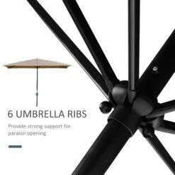 Outsunny 6.5' X 10' Rectangular Market Umbrella, Patio Outdoor Table Umbrella With Crank And Push Button Tilt, Coffee 14 Outsunny 6.5' X 10' Rectangular Market Umbrella, Patio Outdoor Table Umbrella With Crank And Push Button Tilt, Coffee -Outsunny Kt5b101815d9706d0