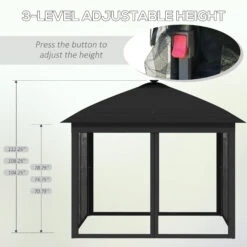 Outsunny 11' X 11' Pop Up Gazebo, Instant Canopy Tent With Solar LED Light, Remote Control, Netting And Carrying Bag For Backyard Garden Patio, Black -Outsunny Kwmb10181adea4575