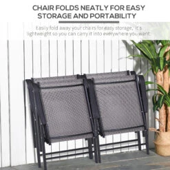 Outsunny Set Of 4 Patio Folding Chairs, Stackable Outdoor Sling Patio Dining Chairs With Armrests For Lawn, Camping, Dining, Beach, Metal Frame, No Assembly, Gray 19 Outsunny Set Of 4 Patio Folding Chairs, Stackable Outdoor Sling Patio Dining Chairs With Armrests For Lawn, Camping, Dining, Beach, Metal Frame, No Assembly, Gray -Outsunny Kz488c17f73ce4400