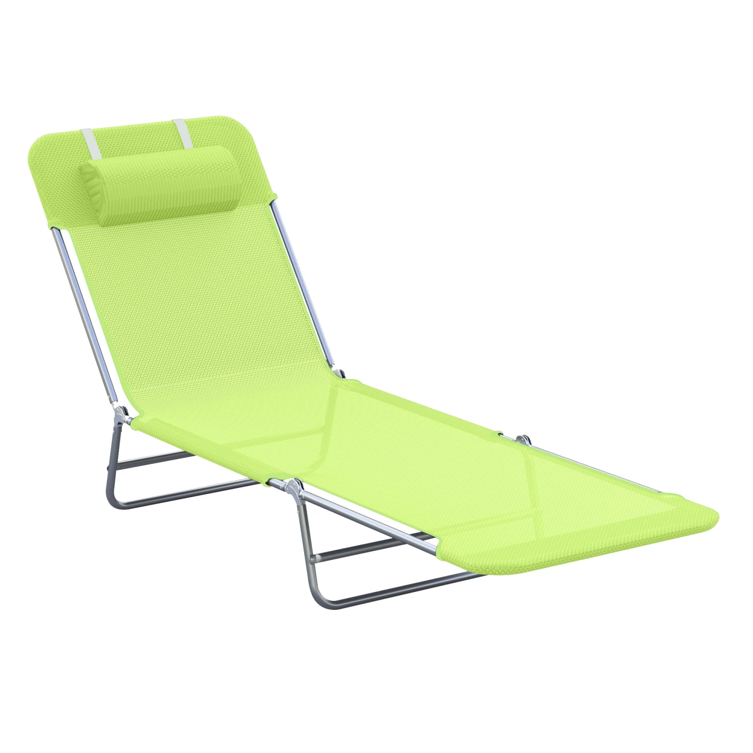 Outsunny Folding Chaise Lounge Pool Chairs, Outdoor Sun Tanning Chairs With Pillow, Reclining Back, Steel Frame & Breathable Mesh For Beach, Yard, Patio, Green 1 Outsunny Folding Chaise Lounge Pool Chairs, Outdoor Sun Tanning Chairs With Pillow, Reclining Back, Steel Frame & Breathable Mesh For Beach, Yard, Patio, Green