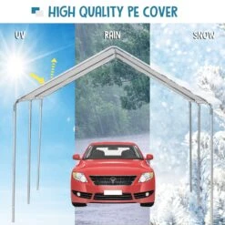 Outsunny 10'x20' Carport Heavy Duty Galvanized Car Canopy With Included Anchor Kit, 3 Reinforced Steel Cables, White -Outsunny L7L4b117e6956c524