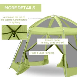 Outsunny Large Screen Tent, Hang Hook For Lantern At Night, 6-8 Person Tent Screen House, 2 Doors For Multiple-Person Entry, Breathable Outdoor Net Canopy Tent, Dome, 16' X 16', Green 14 Outsunny Large Screen Tent, Hang Hook For Lantern At Night, 6-8 Person Tent Screen House, 2 Doors For Multiple-Person Entry, Breathable Outdoor Net Canopy Tent, Dome, 16' X 16', Green -Outsunny LAlb1017fae7c6ee4