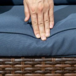 Outsunny Patio Bistro Set, Porch Furniture With 360° Rotation & Rocking Function, 28.25"x30.75"x36.25", Dark Blue -Outsunny LC63d618585cf35c0