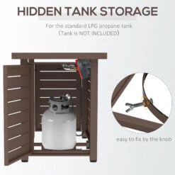 Outsunny 42 Inch Outdoor Propane Gas Fire Pit Table, 50,000 BTU Auto-Ignition Rectangular Gas Firepit With Slat Tabletop, Lid, Lava Rocks, Rain Cover, CSA Certification, Brown -Outsunny LD588c17f2768ba9b