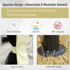 Outsunny 10' x 13' Patio Gazebo, Aluminum Frame Double Roof Outdoor Gazebo Canopy Shelter With Netting & Curtains, For Garden, Lawn, Backyard And Deck, Cream White -Outsunny LESb1017fe8010708