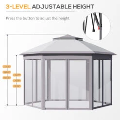 Outsunny 11' X 13' Pop Up Gazebo Canopy Tent With Zippered Mesh Sidewalls And Carrying Bag, Event Tent Shelter For Patio Garden Backyard, Gray -Outsunny LEp4d717e688d6cac