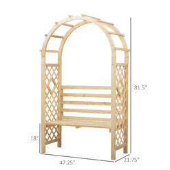 Outsunny Wood Garden Arch With Bench Pergola Trellis For Vines/Climbing Plants, Perfect For The Backyard & Outdoor Space -Outsunny LGkc1718064a3505f