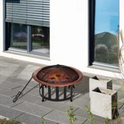 Outsunny Outdoor Round Fire Pit With Protective Mesh Screen For Your Backyard And Patio 20 Outsunny Outdoor Round Fire Pit With Protective Mesh Screen For Your Backyard And Patio -Outsunny LJq6ff17fcf3ba8bb
