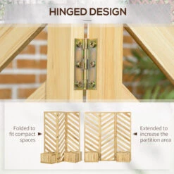 Outsunny Decorative Outdoor Privacy Screen, Freestanding Divider/Separator With 4 Self-Draining Planters, 3 Trellis Plant Support Panels For Garden Walkway, Backyard, Natural Wood -Outsunny LPP88c188a2ad6a3d