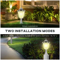 Outsunny 22" Outdoor Solar Lamp Post Light, All Weather Protection, For Backyard, White -Outsunny LTRd4d17fae7c8336